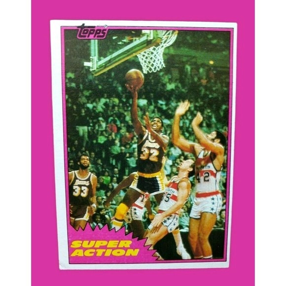 1981 Topps Magic Johnson NBA 2nd Year Super Action Lakers Basketball #109 West